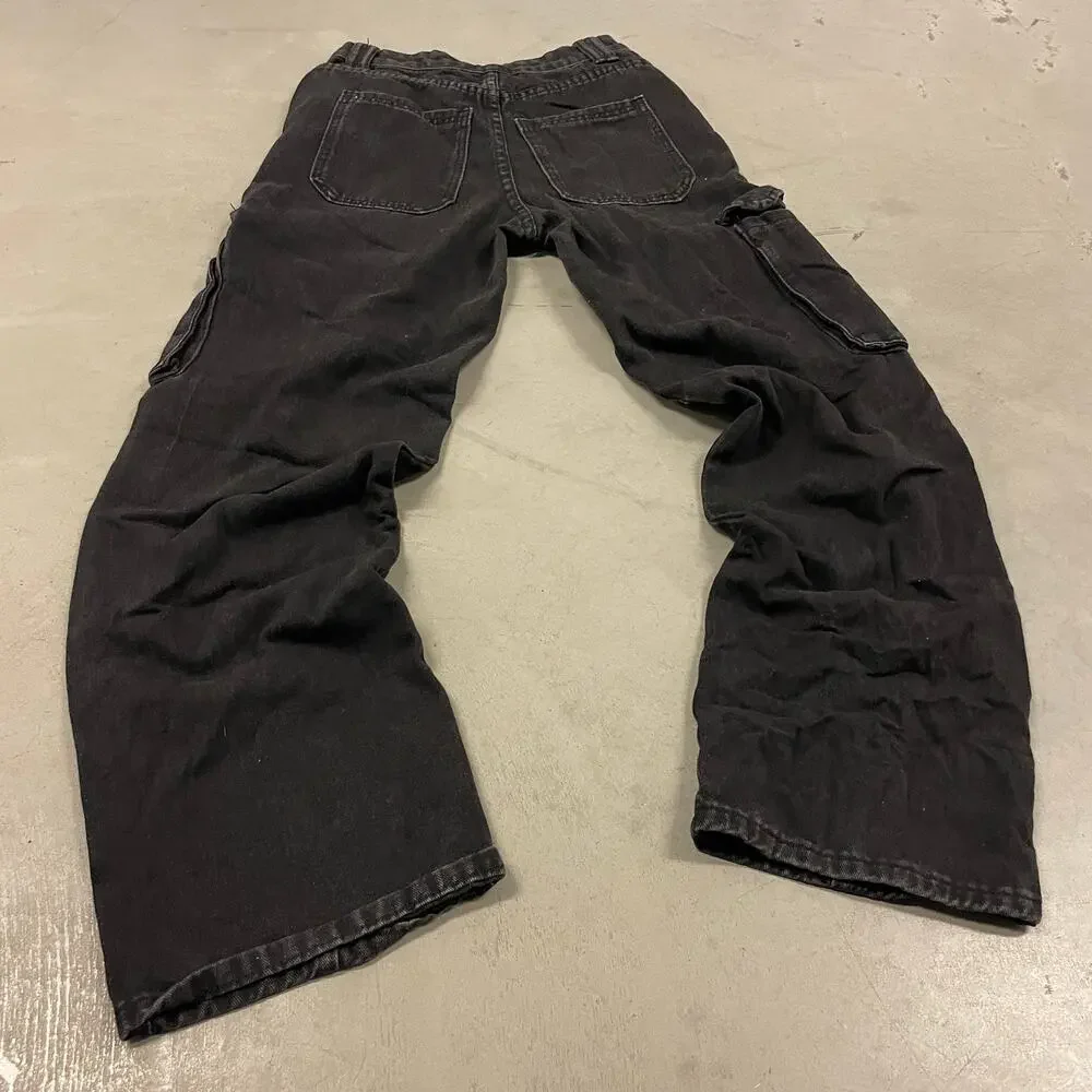 vintage black baggy cargo pants 25x30